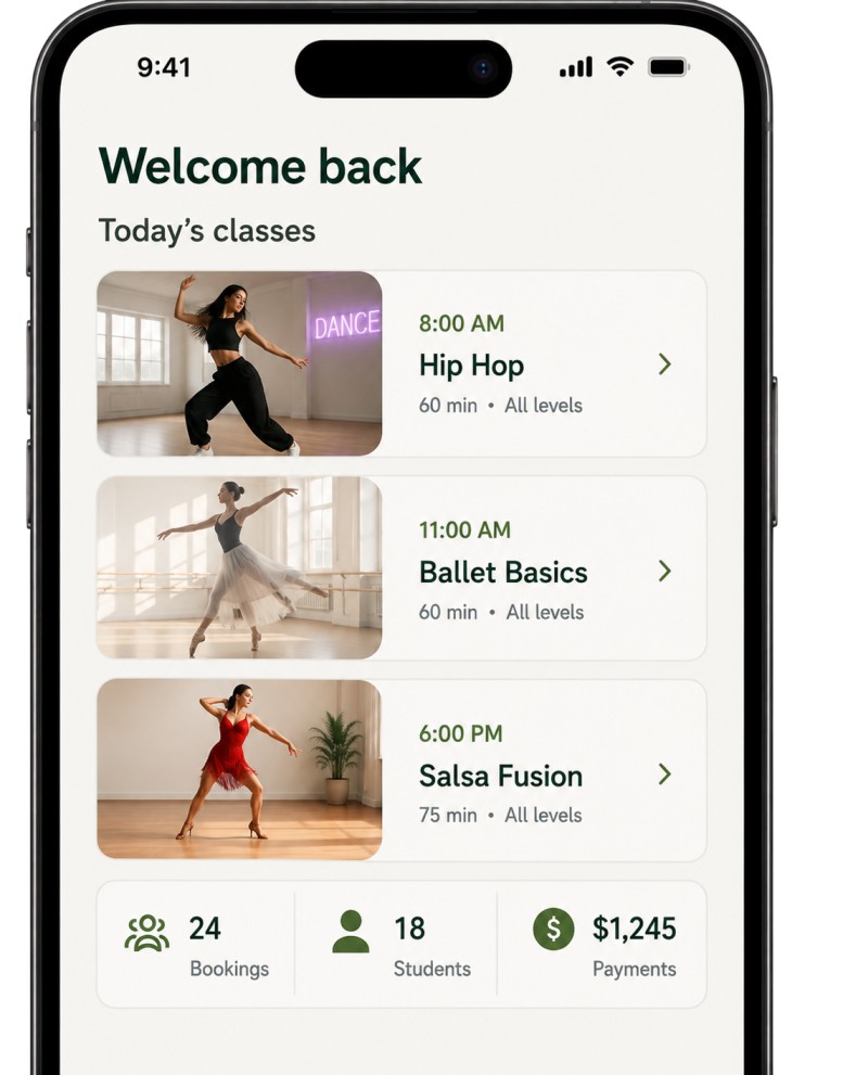 DancerVibes event and participant management view