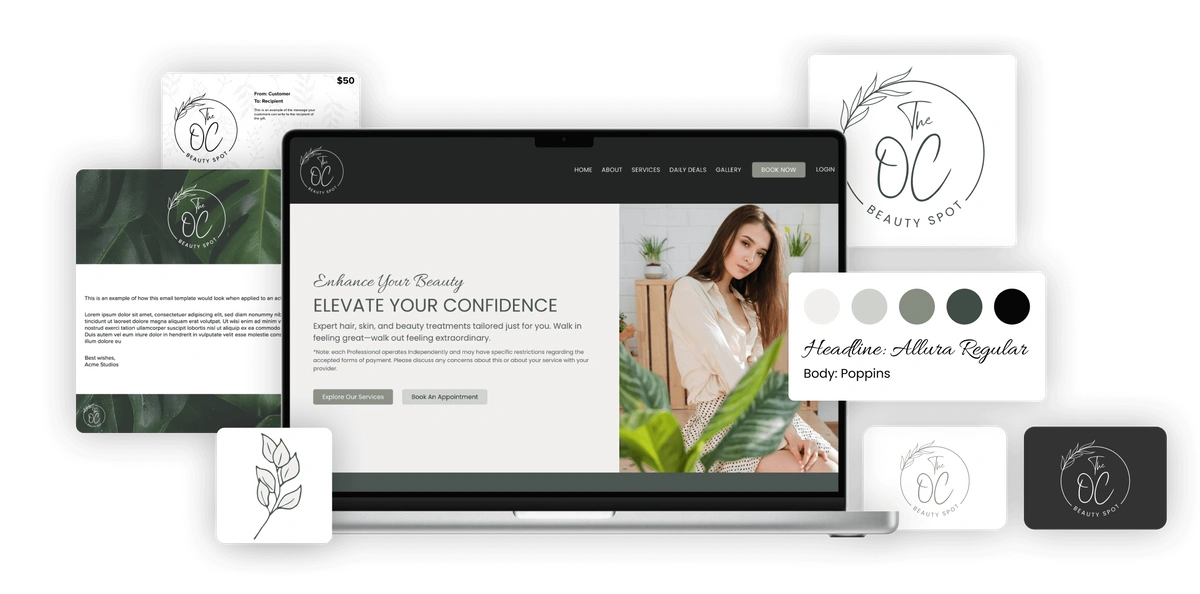 Yoga studio website on a laptop